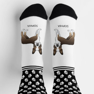 Chaussette Brindle Boston Terrier Avec Le Nom Et Les Pâtes