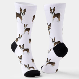 Chaussette Brindle Boston Terrier Cartoon Motif