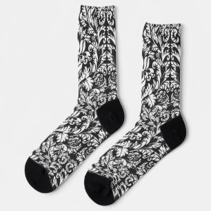 Chaussette Brocard de dentelle en damas noir et blanc vintage