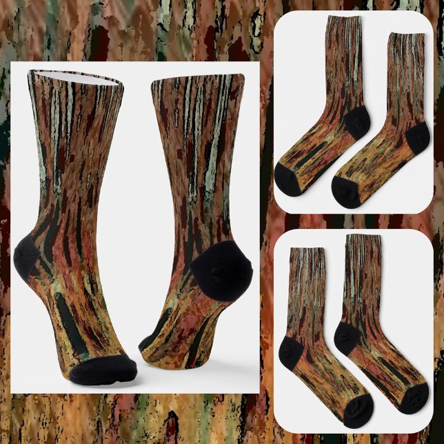 Chaussette Brown Orange Black Funky Camouflage Abstrait (Créateur téléchargé)