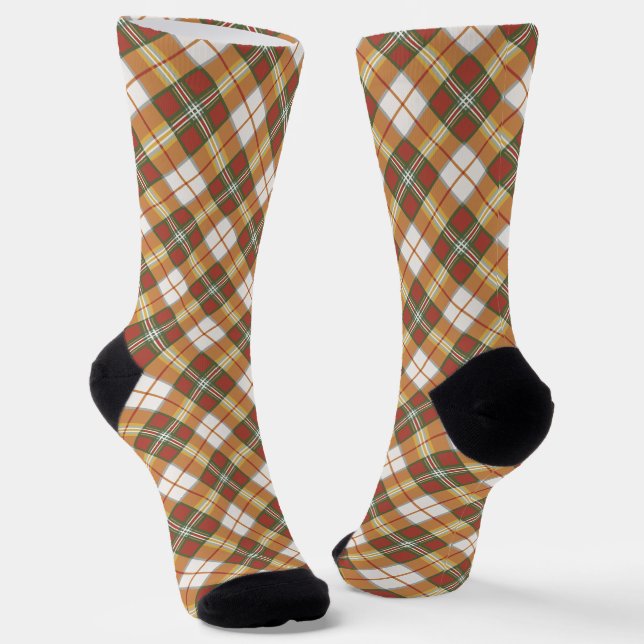 Chaussette Brown vert rouge blanc À damiers Motif (Angulaire)