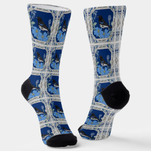 Chaussette Bruant sauterelle et ancolie bleue du Colorado
