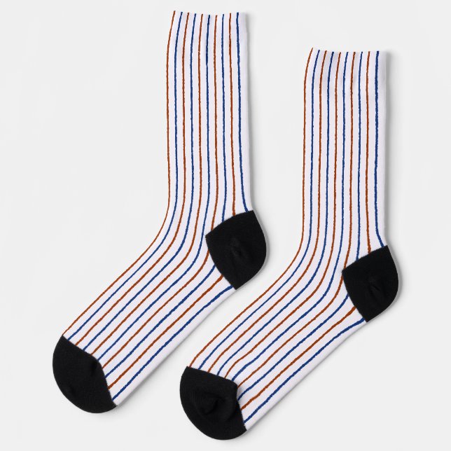 Chaussette Brun et rayures bleu marine (Gauche)