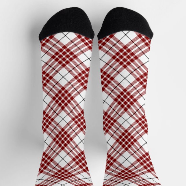 Chaussette Buchanan tartan rouge blanc carreaux (Haut)