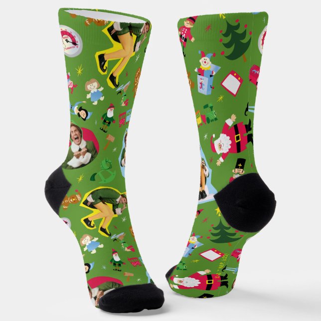Chaussette Buddy l'elfe et les icônes de Noël Chaussettes Mot (Angulaire)
