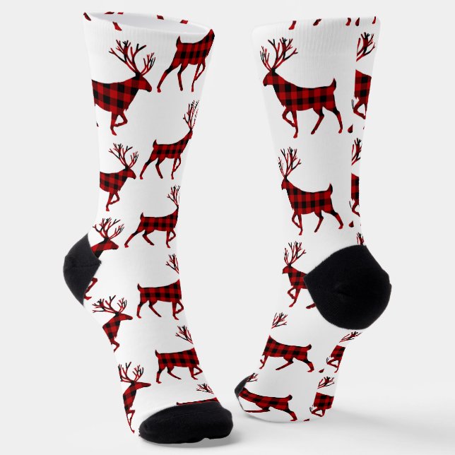 Chaussette Buffalo Plaid Stag Reindeer (Angulaire)