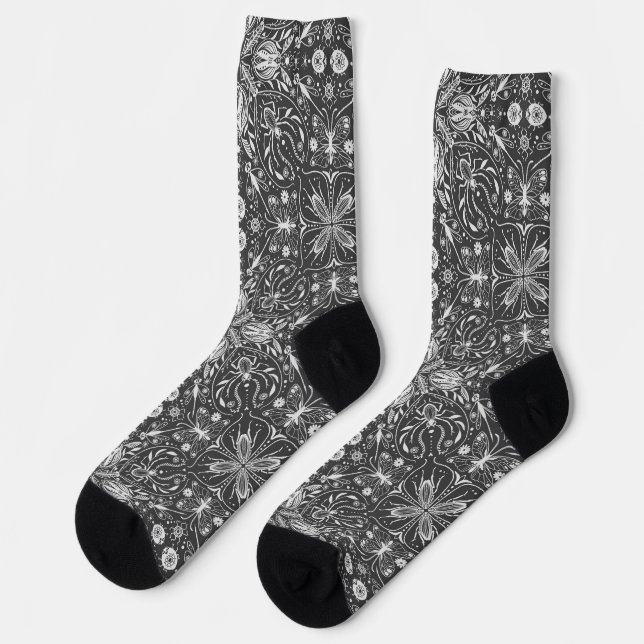 Chaussette Bugs, blanc cassé sur noir (Gauche)