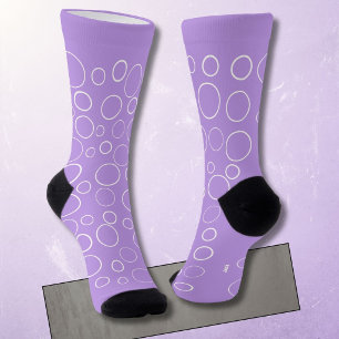 Chaussette Bulles et anneaux, cercles blancs sur lavande
