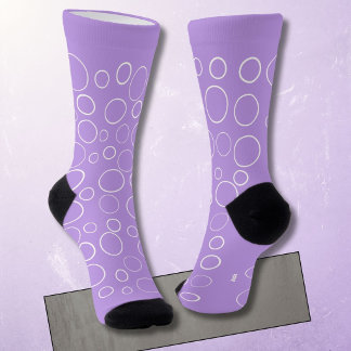 Chaussette Bulles et anneaux, cercles blancs sur lavande