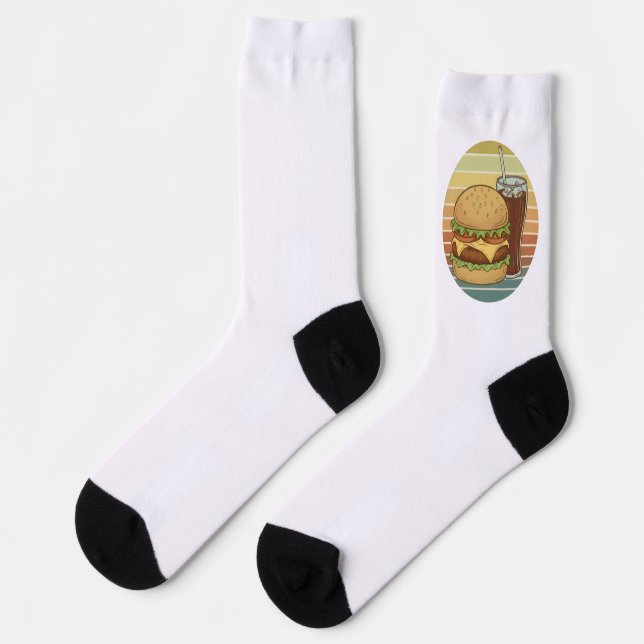 Chaussette Burger rétro et cola. (Gauche)