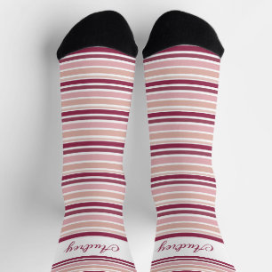 Chaussette Burgundy Rose Et Blancs