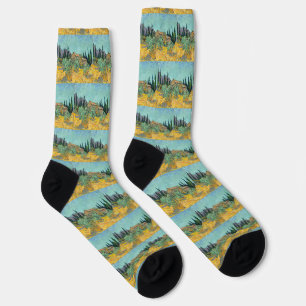 Chaussette Cabanes en bois de Van Gogh Paysage Jaune Art