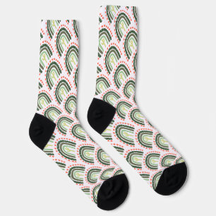 Chaussette Cactus Arc en Ciel Orange Vert Moderne Désert Amus