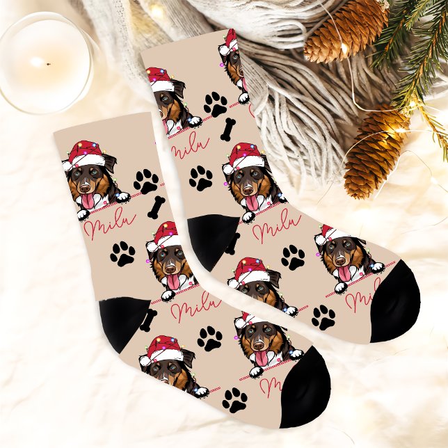 Chaussette Cadeau de Noël personnalisé de chien Rough Collie (Créateur téléchargé)