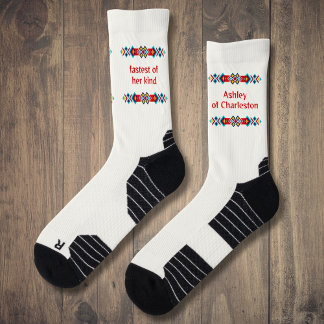 Chaussette Cadre tribal pour votre nom en blanc