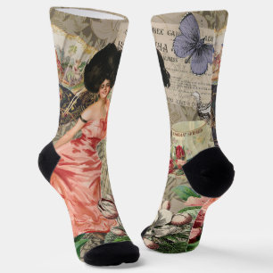 Chaussette Café Lady Victorian Femme Rose Classy