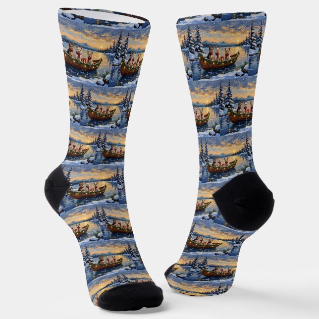 Chaussette Cairn Terrier Noël Bateau Fêtes (Angulaire)
