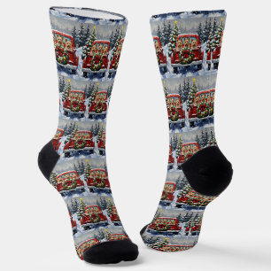 Chaussette Cairn Terrier Noël Camion Rouge Fêtes