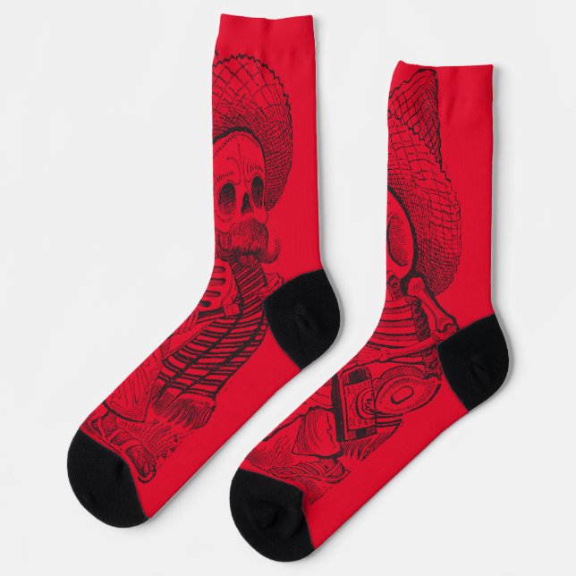 Chaussette Calavera en rouge (Gauche)