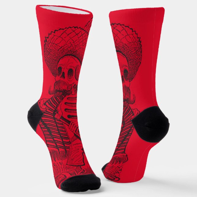 Chaussette Calavera en rouge (Angulaire)