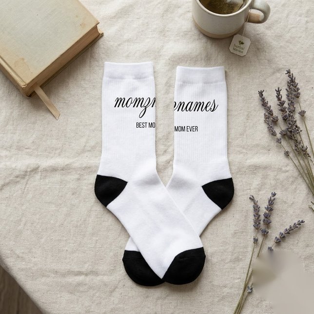 Chaussette Calligraphie de nom personnalisée Meilleure Maman (Créateur téléchargé)