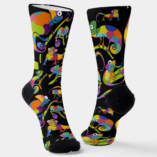 Chaussette Cameleons de dessin animé mignons illustrés en cou (Angulaire)