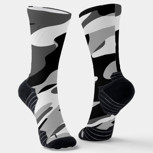 Chaussette camo noir et gris abstrait (Angulaire)
