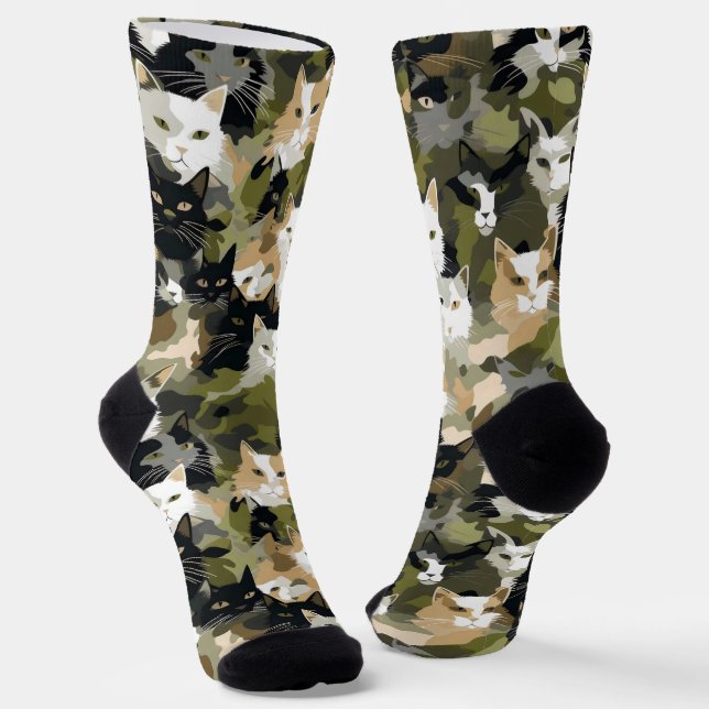Chaussette Camouflage chats mignons (Angulaire)