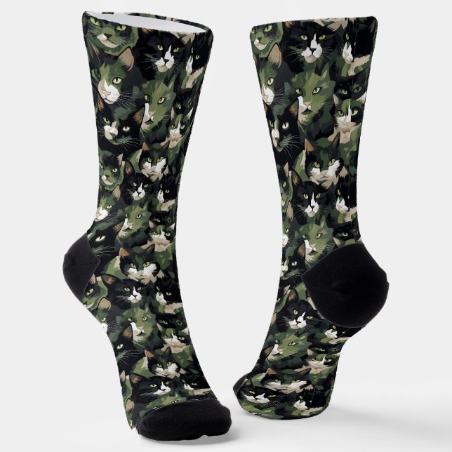 Chaussette Camouflage de chats verts (Angulaire)