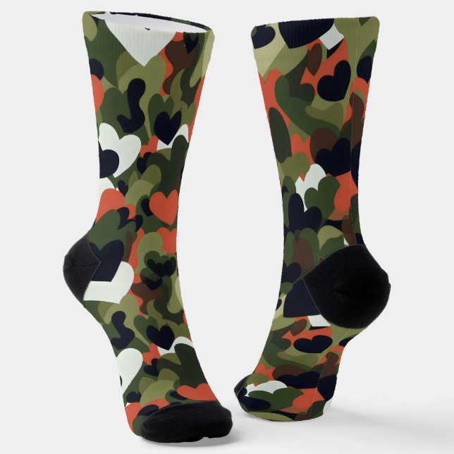 Chaussette Camouflage du coeur Motif vert (Angulaire)