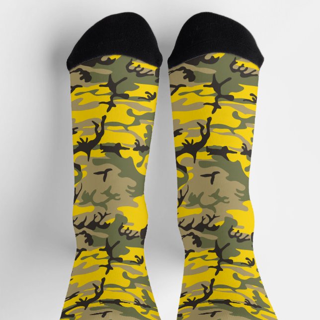Chaussette Camouflage jaune et vert, Militaire, Armée (Haut)