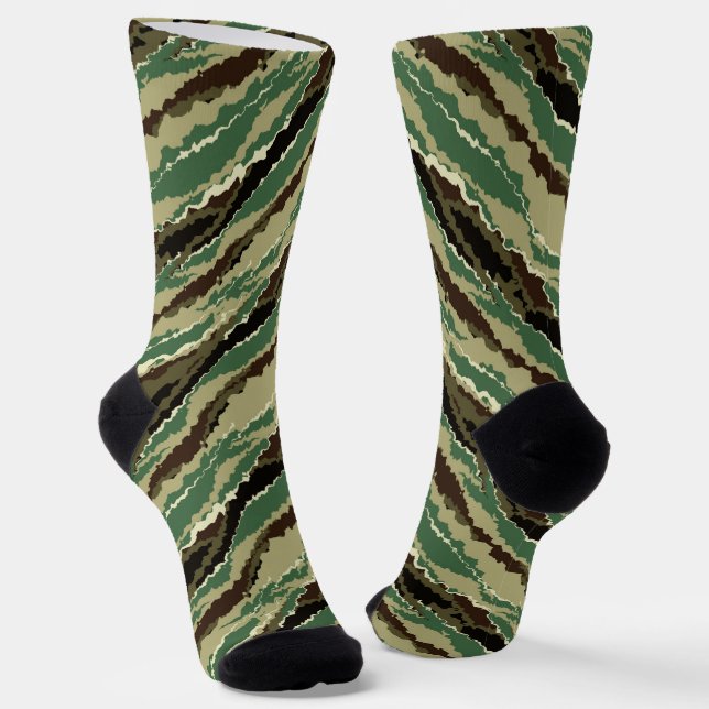 Chaussette Camouflage khaki rayé camouflage tendance stylée (Angulaire)