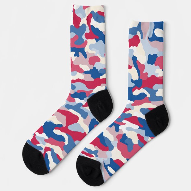 Chaussette Camouflage rouge blanc et bleu (Gauche)
