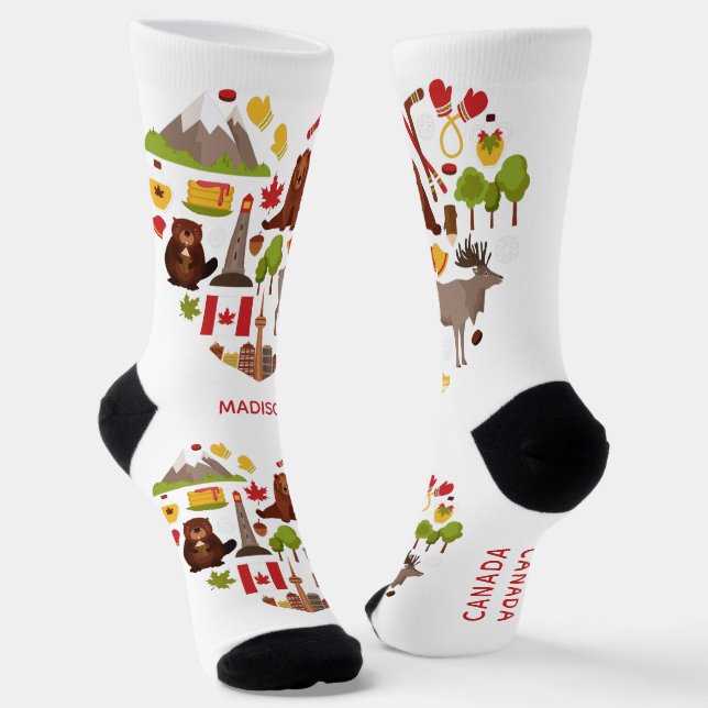Chaussette Canadian Love nom personnalisé (Angulaire)