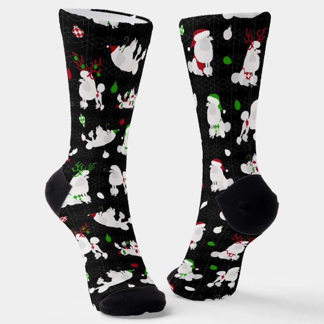 Chaussette Caniche de Noël blanc Noir (Angulaire)