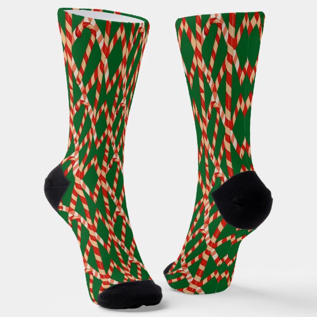 Chaussette Canne rayée en forme de sucre  (Angulaire)