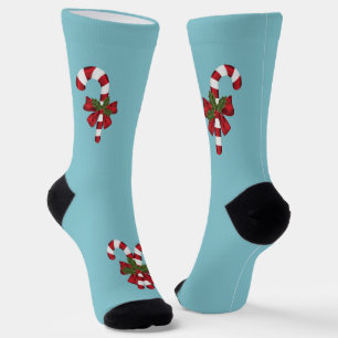 Chaussette Canneberges festives rouges et blanches sur fond b
