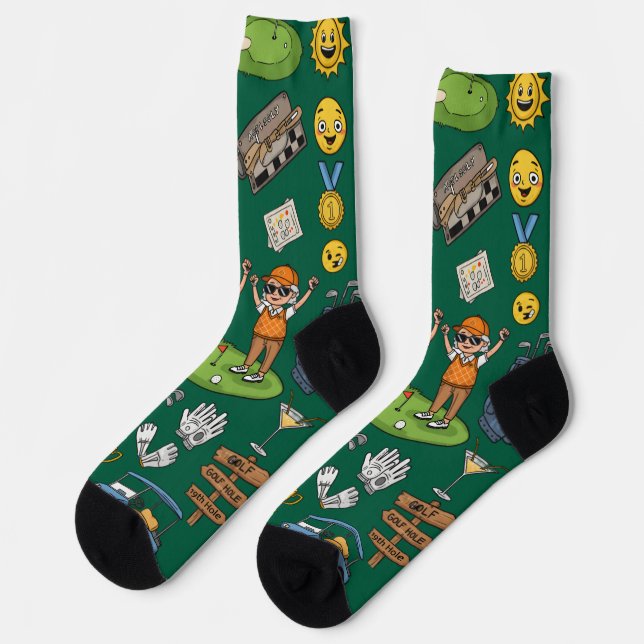Chaussette Caractères de golf amusants et mignons Oeuvre (Gauche)