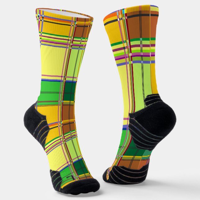 Chaussette Caribbean Colorful Fabric Madras Tartan (Angulaire)