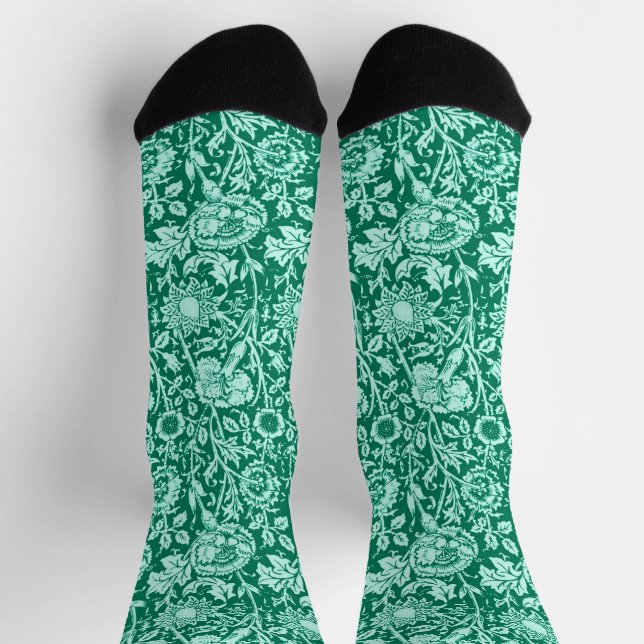 Chaussette Carnation Art Nouveau damassé, turquoise (Haut)
