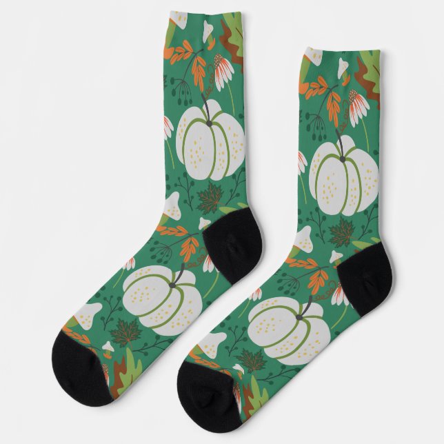 Chaussette carottes et champignons motifs sans soudure citrou (Gauche)