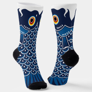 Chaussette Carp streamer bleu japonais Koinobori