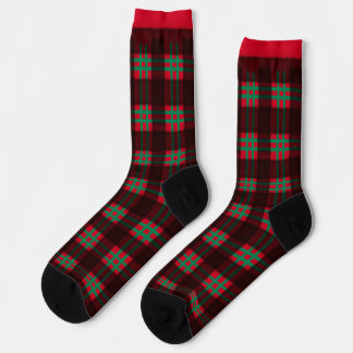 Chaussette Carré de motif à carreaux rouges et verts de bûche