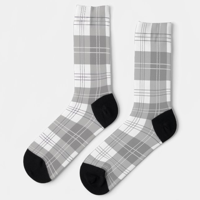 Chaussette Carreaux de buffle noir et blanc (Gauche)