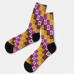 Chaussette Carreaux de mosaïque européens classiques jaune br