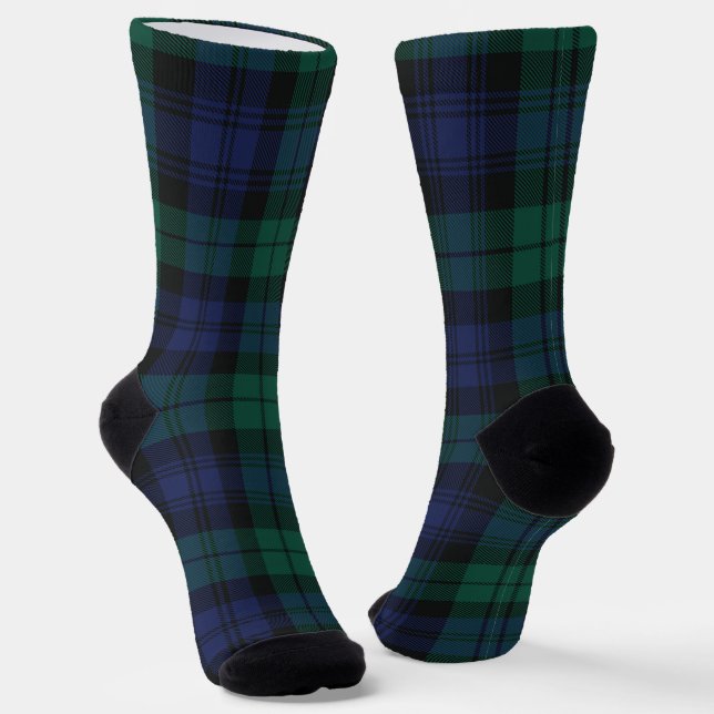 Chaussette Carreaux élégants Tartan Vert Rustique Classique (Angulaire)