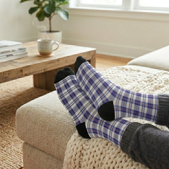 Chaussette Carreaux Rouge, Blanc & Bleu (Créateur téléchargé)