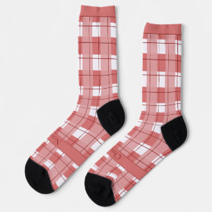 Chaussette Carreaux Rouges et Blancs, Texte sur Pied
