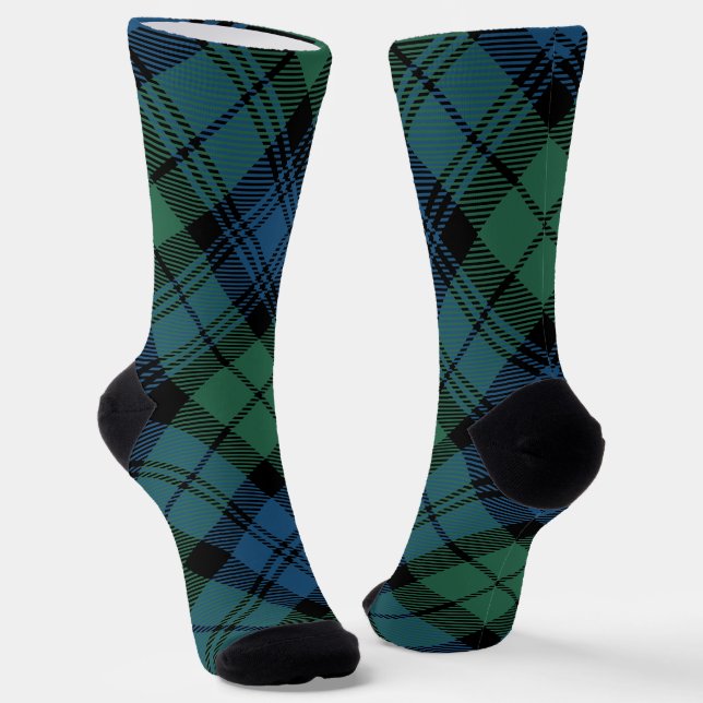 Chaussette Carreaux Rustiques Bleu Vert Tartan Campbell (Angulaire)