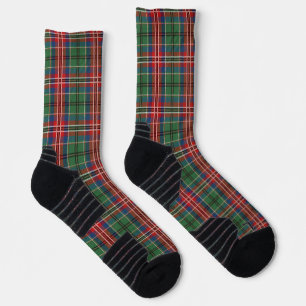 Chaussette Carreaux tartan rustique vert et rouge à carreaux